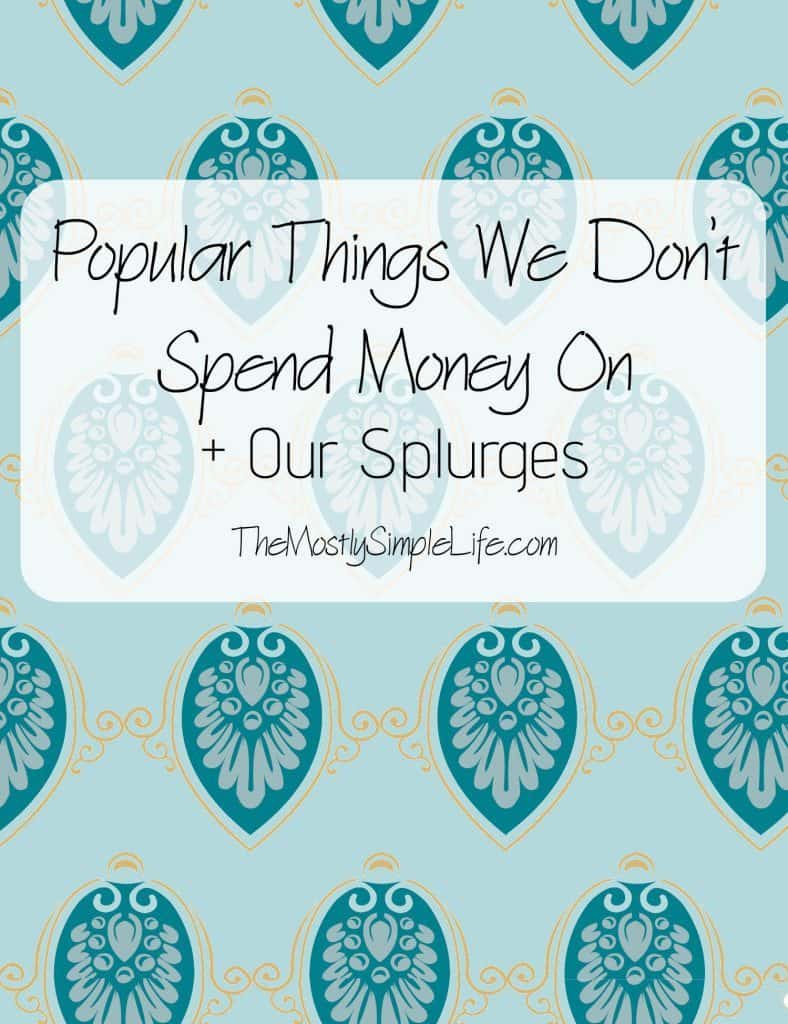 Things We Don't Spend Money On + What We Splurge On