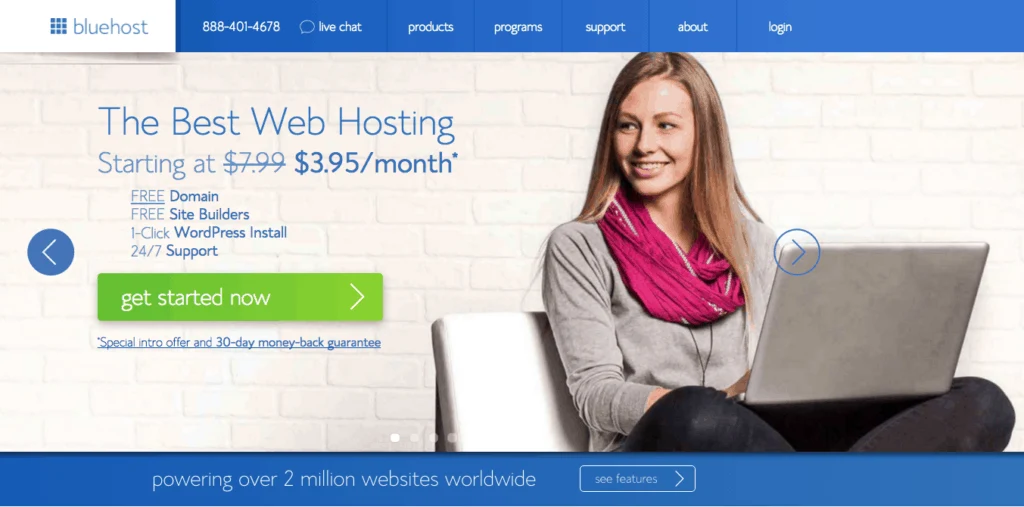 Bluehost Home Landing Page