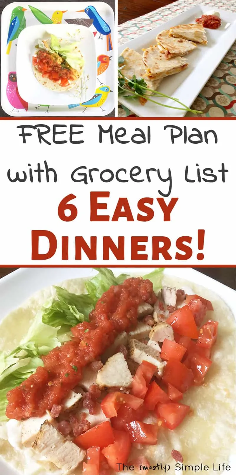 Super Simple Meal Plan + Grocery List (16 ingredients = 6 meals)