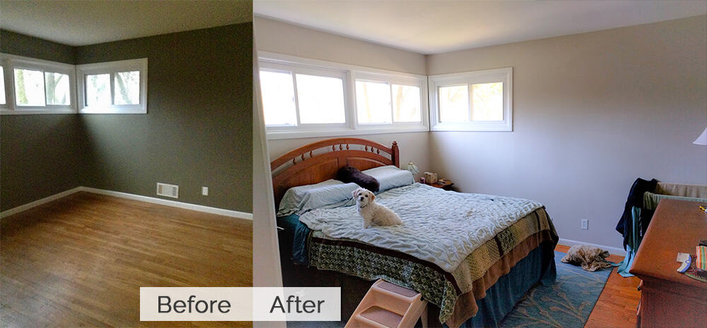 painted bedroom before and after