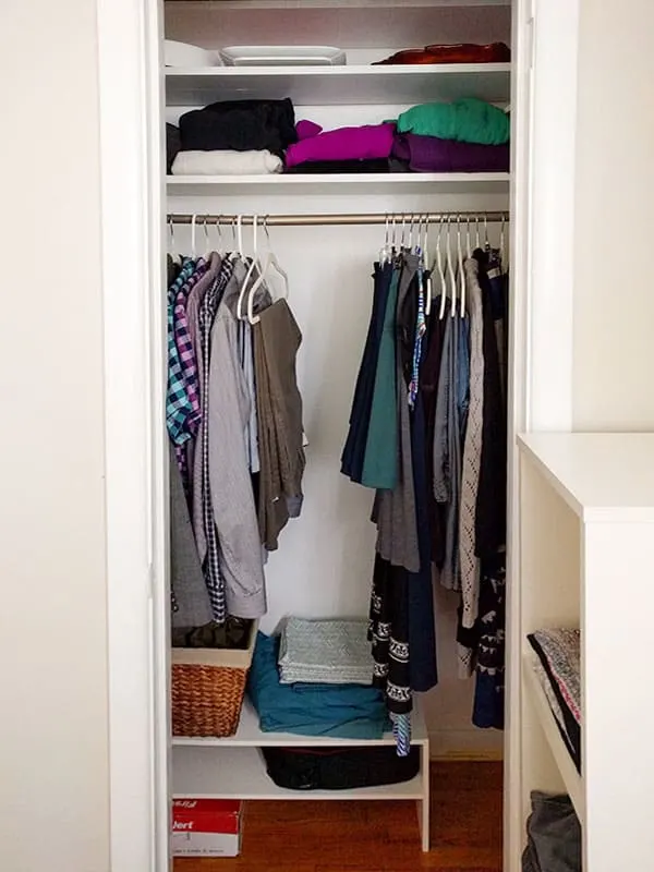 our wardrobe in a small closet