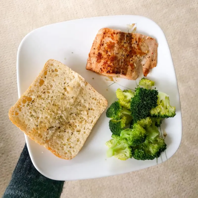 broccoli and roasted salmon