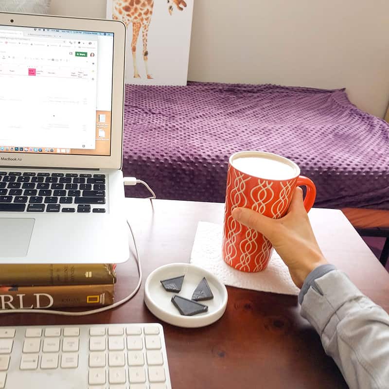 Blogging: laptop, coffee, & chocolate!