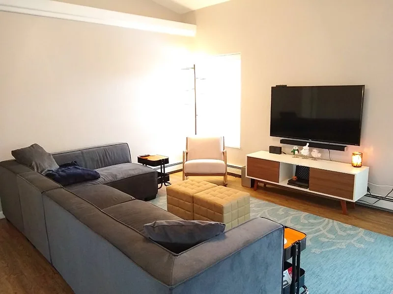 Living room with large L-shaped couch