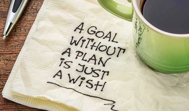 image showing "A goal without a plan is just a wish" on a napkin