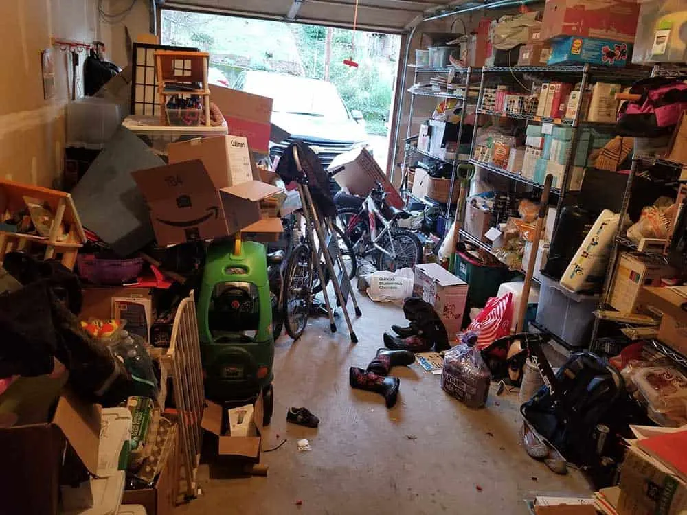 image of garage before decluttering