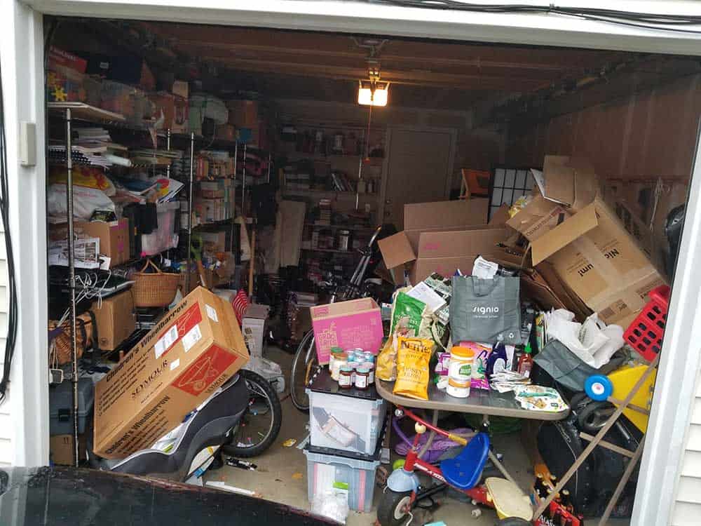 image of garage before decluttering
