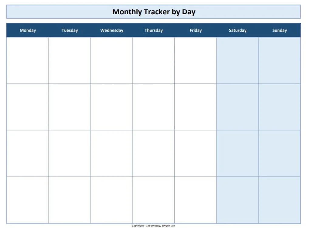 habit tracker monthly by day