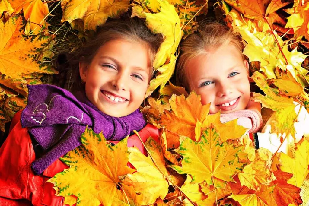 fall style picture with two children