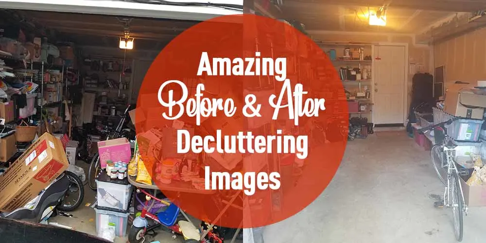 images before and after decluttering a garage