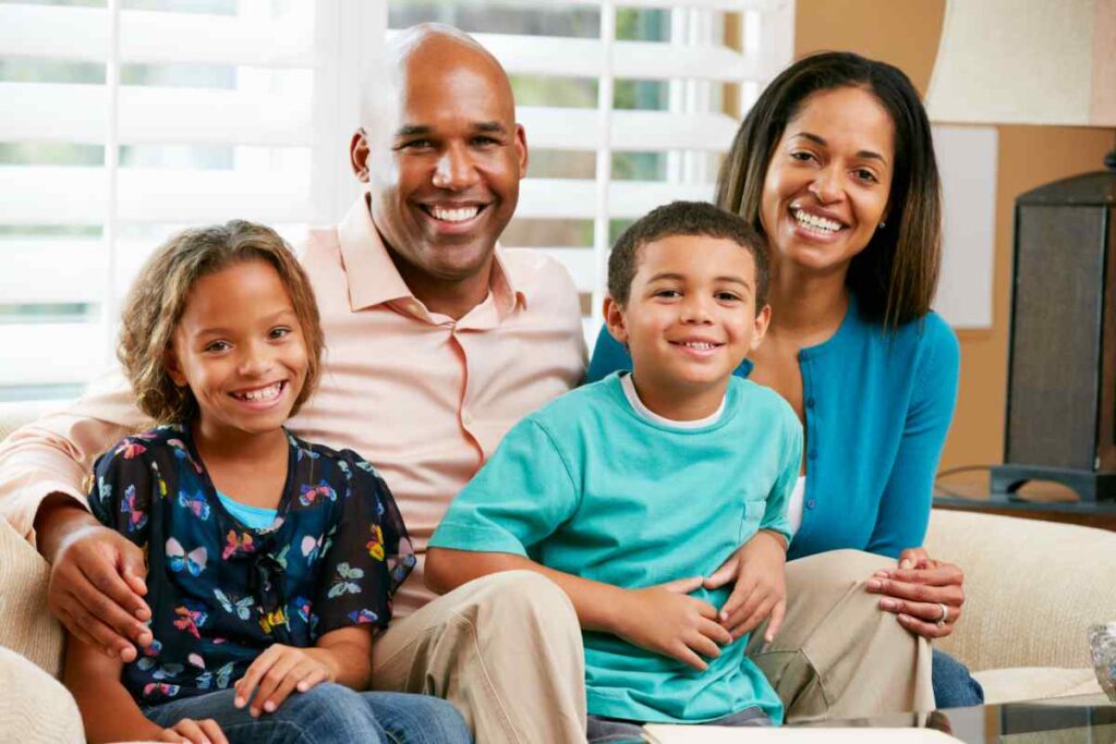 family on a couch