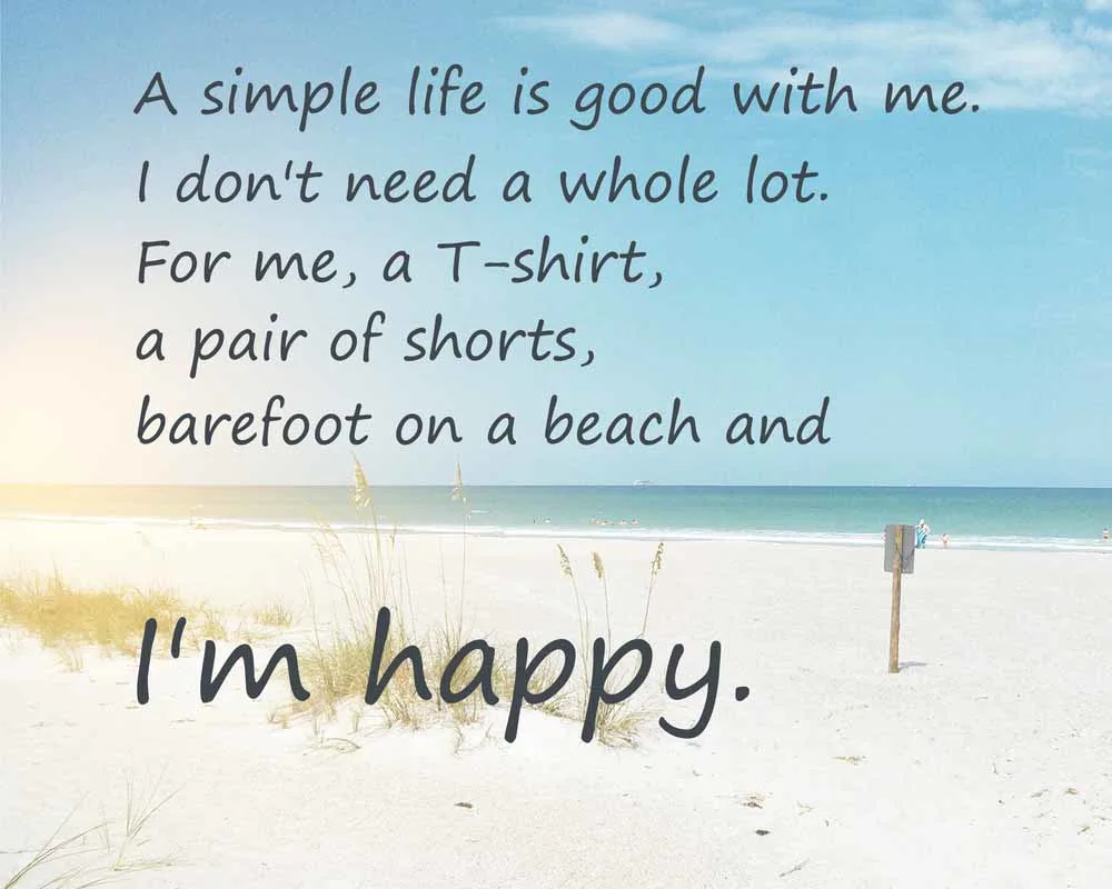 simple life quote on the beach