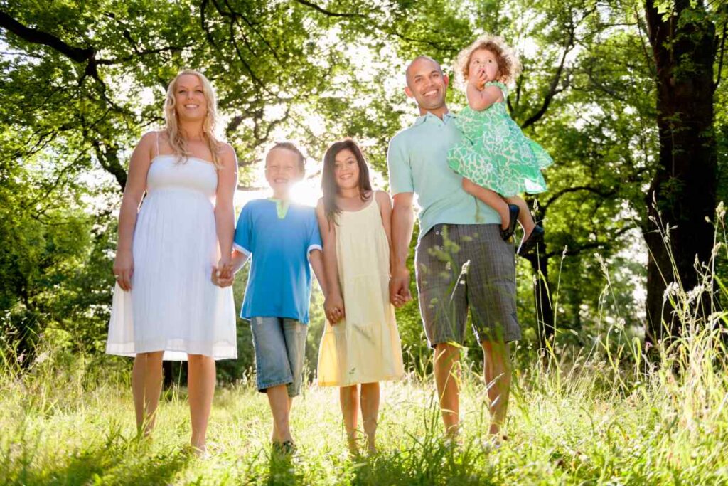 family picture in the forest