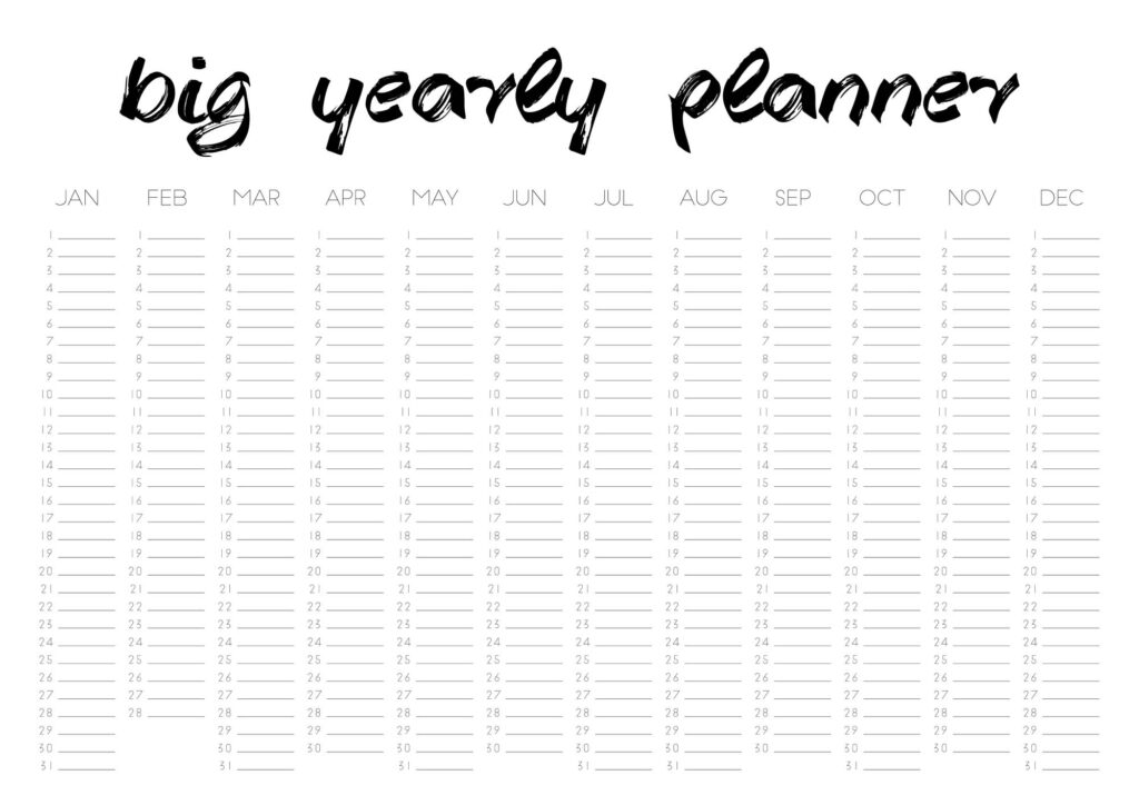 Big yearly planner for a single habit