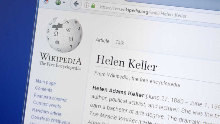 wikipedia page preview for helen keller