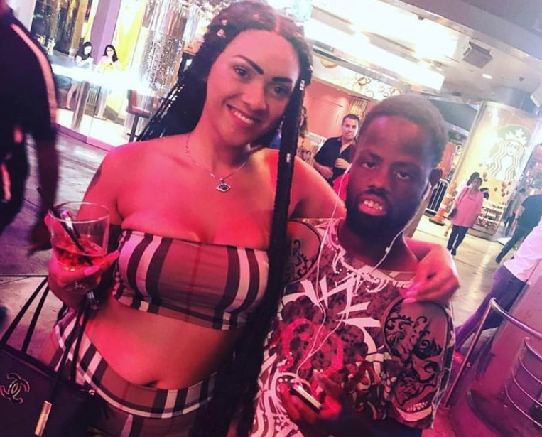 welven da great, aka deez nuts guy, posing with a woman in the streets of vegas