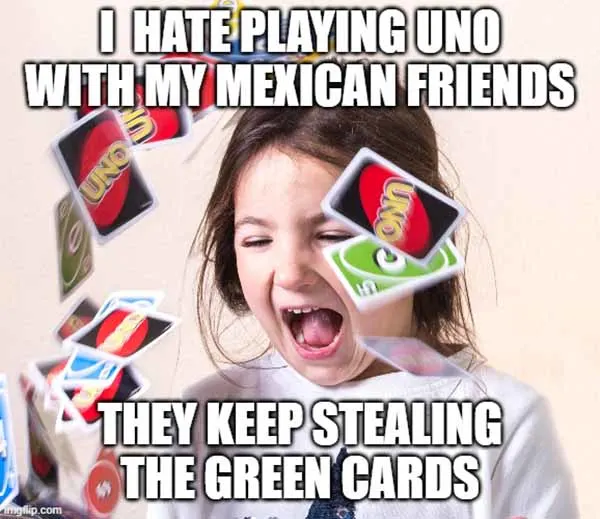 stealing green cards meme