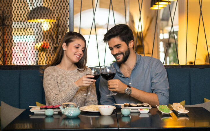 couple on a date in a restaurant