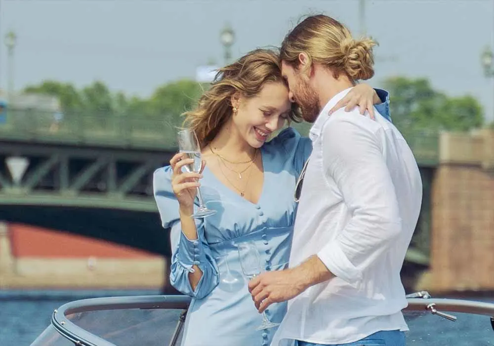 couple on a date on a boat