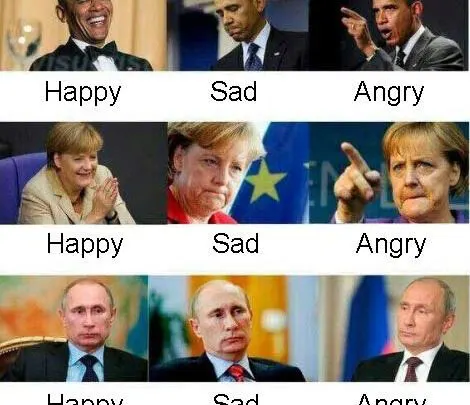 meme showing world leaders when they are happy or sad