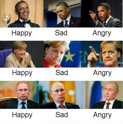 happy, sad and angry presidents