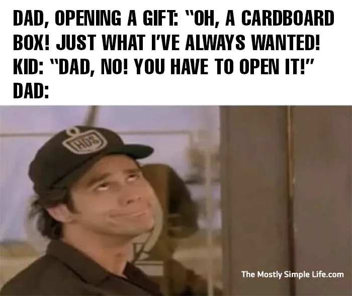 dad meme with Ace Ventura about cardboard boxes
