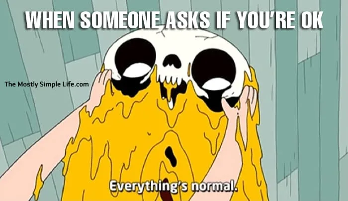 mental health meme with melting Jake the dog