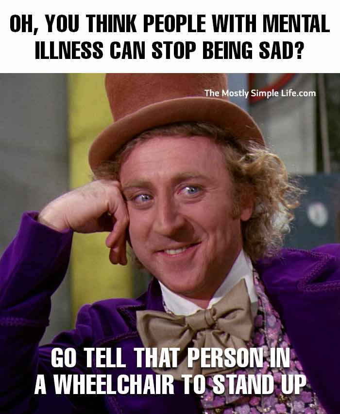 Mental health meme with Willy wonka