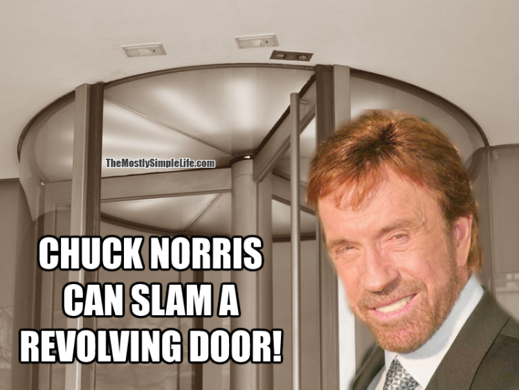 chuck norris meme about slamming a revolving door