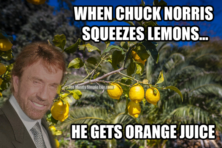joke about Chuck Norris squeezing lemons to get organce juice