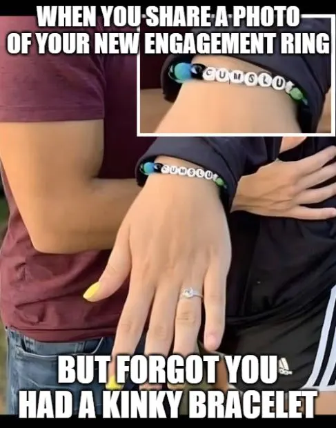 meme with kinky bracelet on social media