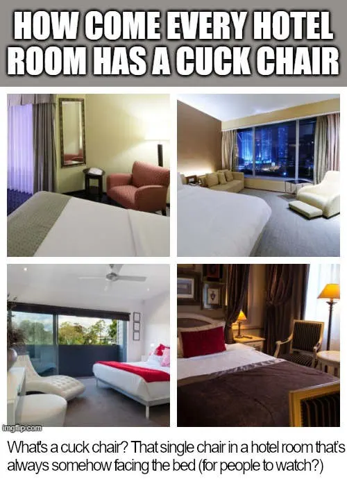 meme about hotel room chairs