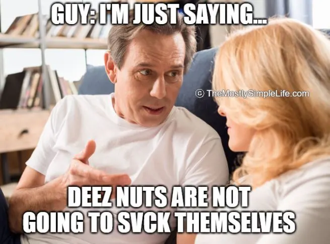 couple discussing deez nuts meme