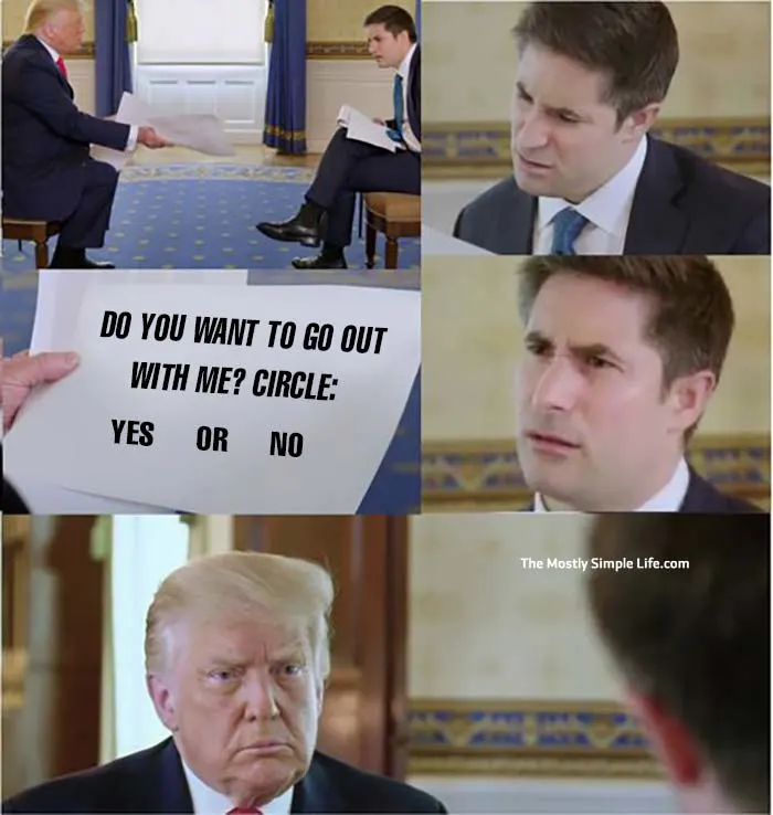 trump meme with interview -- go out with me confusion