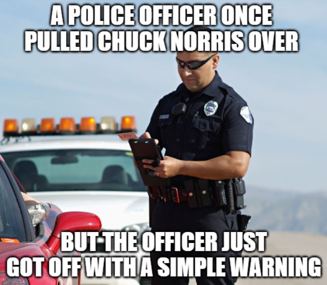 police officer chuck norris meme