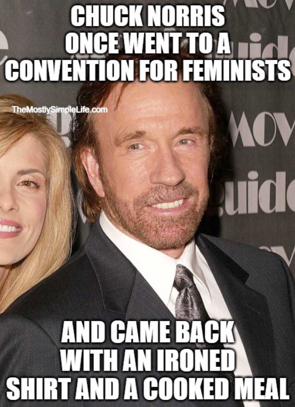 meme about chuck norris going to a feminist convention