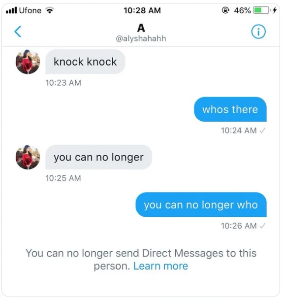 knock knock joke to block someone on iphone
