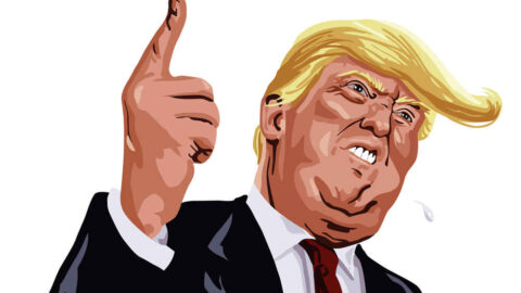 drawing of donald trump with his finger up