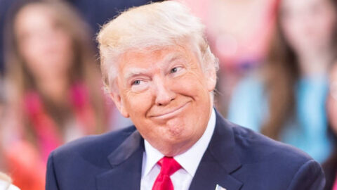 Trump smiling at campaign event