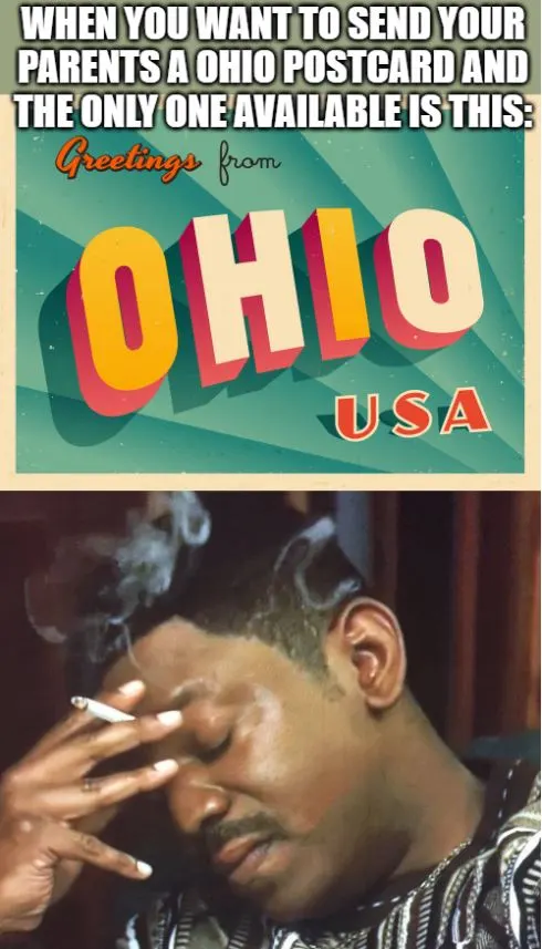 meme about poor ohio postcard design