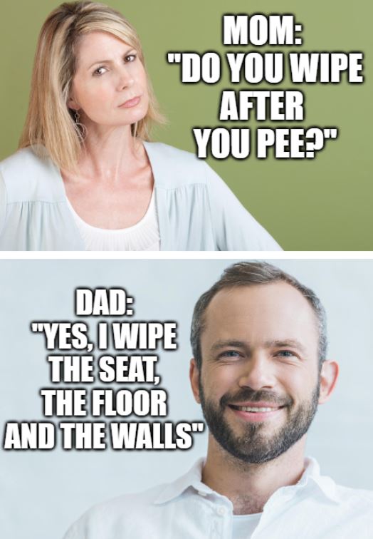 wiping around the toilet joke
