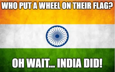 joke about the wheel on the Indian flag