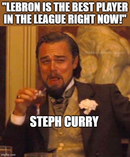 Steph Curry laughing at LeBron's fans.