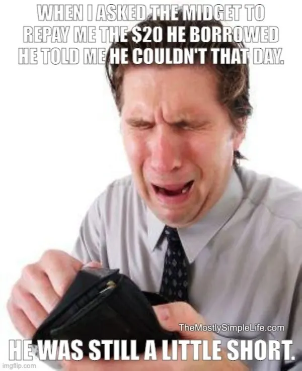 Man crying, no money meme.