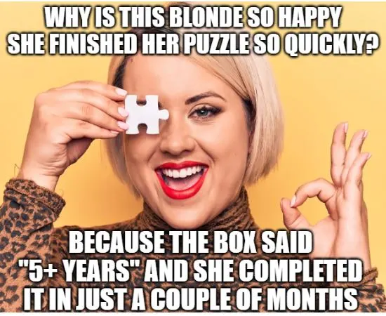 blonde joke about puzzles