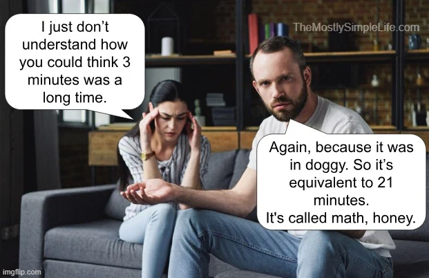 It was in doggy. So it's equivalent to 21 minutes.