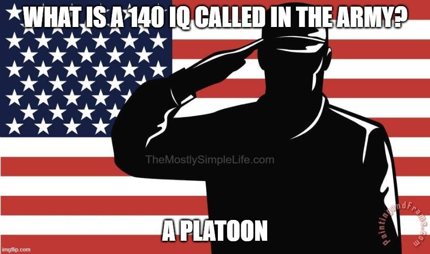 What is a 140 IQ called in the army?
A platoon.