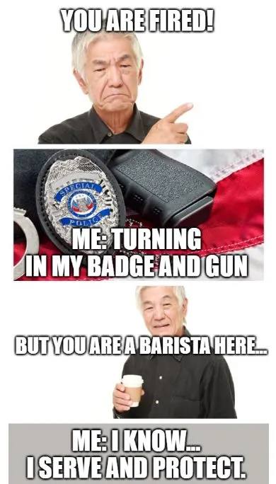 badge and barista joke