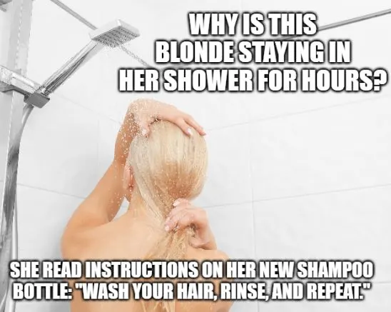 wash rinse repeat blonde joke