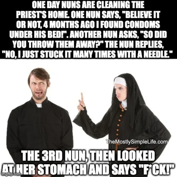 Nun chastising priest.
